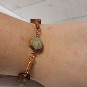 Handmade Jasper Copper Link Bead Bracelet
